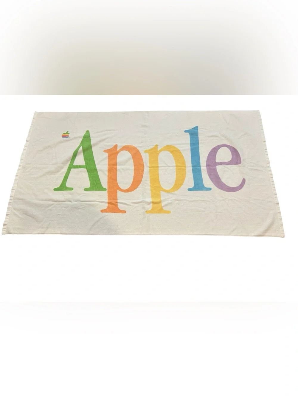 Vintage APPLE Computer MacIntosh Beach Towel Rainbow Print RARE